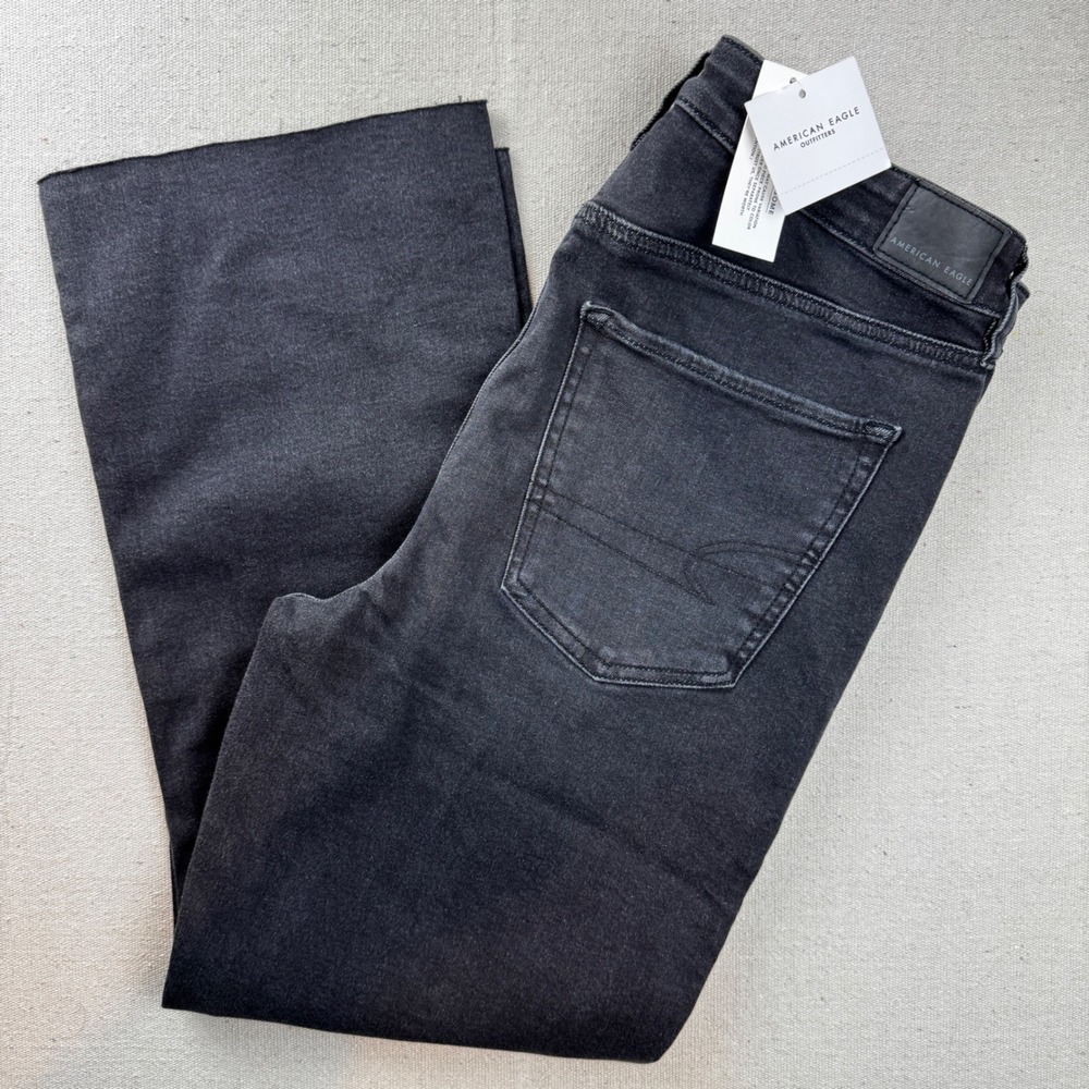 American Eagle High-Rise 12 Kick Boot Crop Jeans Black Marl Next Level Stretch
